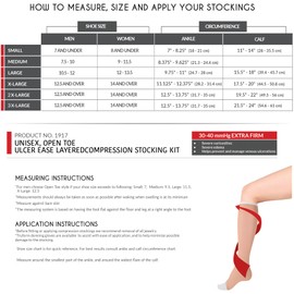 Truform Venous Ulcer Layered Compression Stocking Kit for Men and Women, 30-40 mmHg, Knee High Length, Open Toe, Large