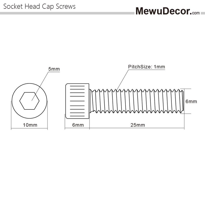 MewuDecor M6-1.0 x 25mm Socket Head Cap Screws Metric, Allen