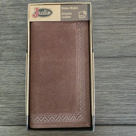 Rodeo Justin Rodeo Wallet Brown Roughout Leather Western Bifold 7x3.5in NEW 23093767W1