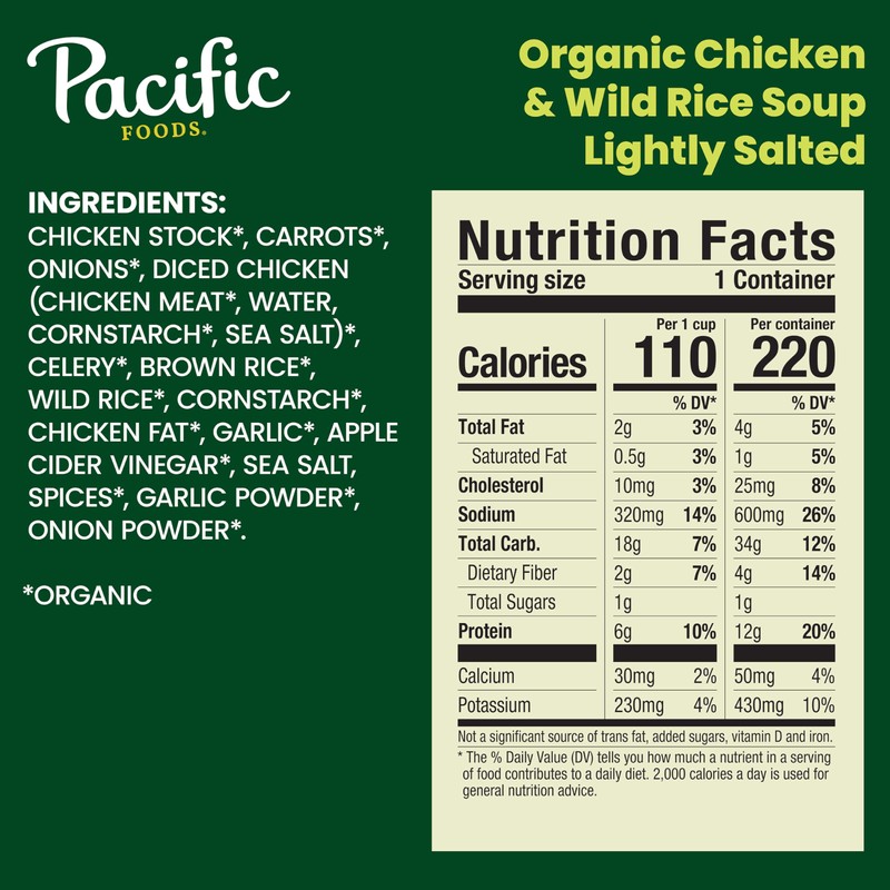 Pacific Foods Organic Lightly Salted Chicken and Wild Rice Soup,