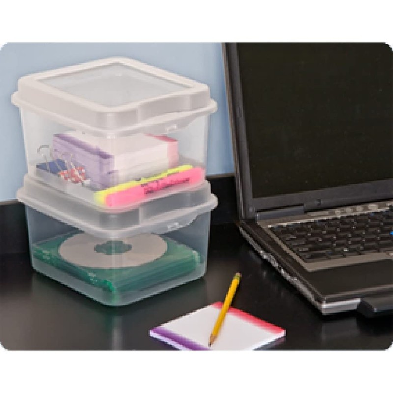 Sterilite FlipTop, Stackable Small Storage Bin with Hinging Lid, Plastic