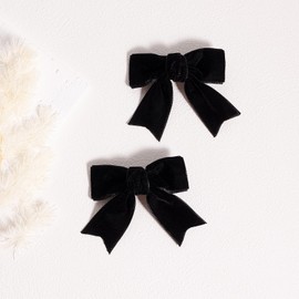 2 Pcs Velvet Hair Bows Black Ribbon Alligator Hair Pins Clips Bowknot Barrettes 3" for Baby Toddler Girls School Kids Xmas Valentines Birthday Gift Cute Fall Accessories