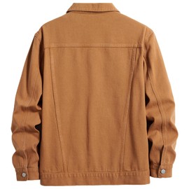 ESDVQ Men's Denim Jacket Vintage-Inspired Jean Jacket with Multiple Pockets - Cotton Blend, Machine Washable (US, Alpha, Large, Regular, Regular, Brown)