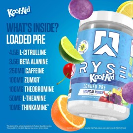 RYSE Loaded Pre Workout Powder - Kool-Aid Tropical Punch - Daily Pre-Workout ...
