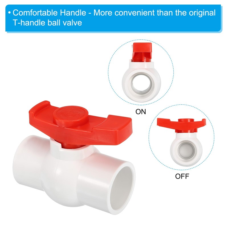 PATIKIL 40 mm ID Ball Valve, Pack of 2 PVC