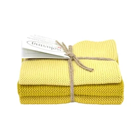 Solwang Cleaning Cloths, Set of 3, Knitted Cotton Wipes (Saffron Combi)
