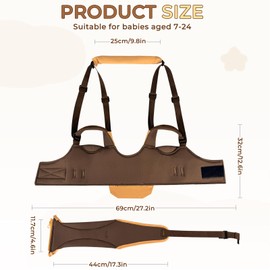 TOFFCAEA Baby Walking Harness, Handheld Baby Walking Helper for Toddlers with Detachable Crotch, Walk Support Assist Trainer Tool for 7-24 Month Old (Yellow Bear)