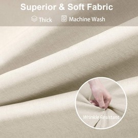 Shower Curtain for Bathroom with Metal Hooks Linen Fabric Shower Curtain Heavy Duty Bath Curtain for Wet Room Bathtub Shower Stall, Hotel Quality, Weighted Hem, Waterproof - 92 x 182cm (Beige)