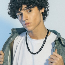 Richsteel Black Cuban Link Chain For Men 22inch Boys Chains Chunky Plain Necklace Mens Jewellery