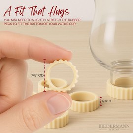 Biedermann & Sons Votive Rubber Gaskets for Peg Candle Holders (Tan, 10 Pack), 7/8 Inch Diameter 1/4 Inch Thick, Ribbed Inserts for Votive Cups and Lamp Shade Adaptors