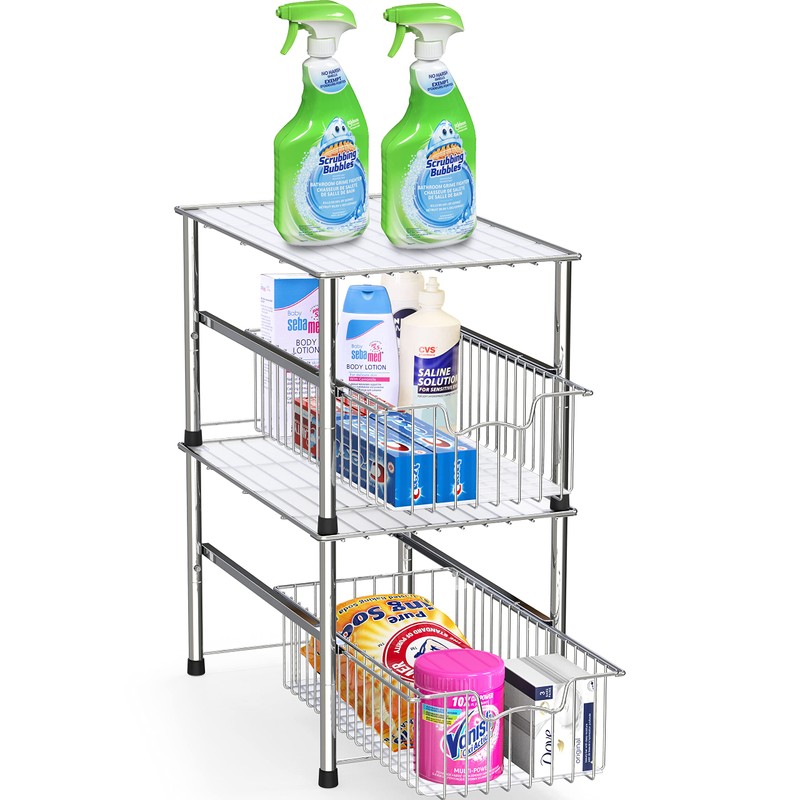 Simple Houseware Chrome Metal Stackable Storage Rack, 16.75 in L