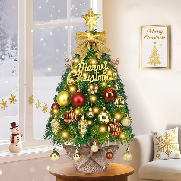 Dolicer 2FT Small Mini Artificial Tabletop Christmas Tree with 20