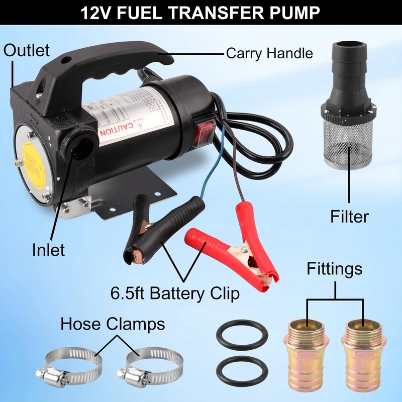 Diesel Transfer Pump 12V DC 10GPM Portable Fuel Transfer Pump