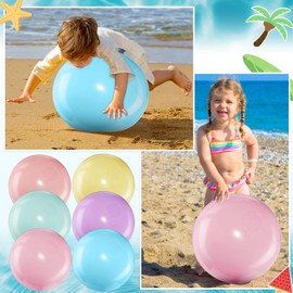 MiniInflat 18 Pcs 24 16 12 Inch Inflatable Beach Balls Bulk Pastel Color Jumbo Big Macaron Beach Balls Summer Swimming Party Favor for Water Games Disco Party Outdoor Sport (Solid Color)
