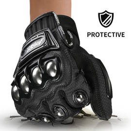 ILM Steel Knuckle Touchscreen Motorcycle BMX MX ATV MTB Motocross Dirt Bike Racing Downhill Tactical Gloves (L, Black) Model 10C