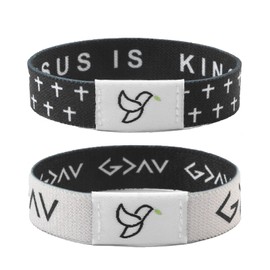 IEMIEBOAMGNOY 2PC Christian Daily Bible Verse NFC Bracelet, Wearablec Elastic Bible Verse Bracelets Scan, Religious Faith Bracelet for Women&Man, The Prayer I Share Bracelet