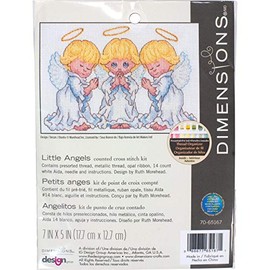 Dimensions Counted Cross Stitch Kit 'Little Angels' Nursery Decoration, 14 Count Ivory Aida, 5'' x 7''