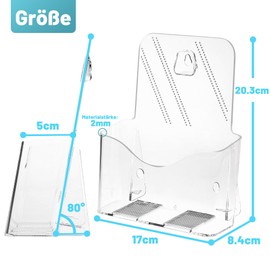 Viymgit 4 x A5 Clear Acrylic Wall Mount / Countertop Single Pocket Dispenser for Literature, Brochure, Flyer and Menu