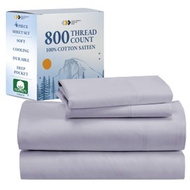 California Design Den Cal King Cotton Sheets - Luxury 800 Thread Count, 100% Cotton Sateen Bedding - Deep Pocket California King Sheet Set, Cooling & Softer Than Egyptian Cotton Sheets (Lavender)