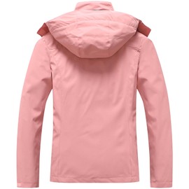 DECKTIN Women's Waterproof Raincoat Lightweight Rain Jacket Detachable Hood Travel Outdoor Pink M