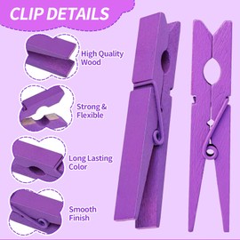 50 PCS Colorful Wooden Clothespins, 10 Colored Clothespins for Crafts, 2.9 inch Clothing Pins for Clip Pictures Photos Decorative, Classroom, Hanging Clothes - Small Colorful Wood Decoration