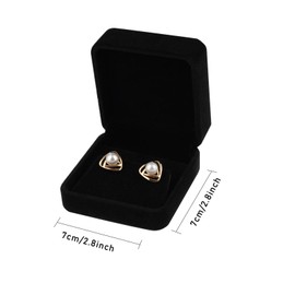 Udewo 2 PCS Earring Gift Boxes, Velvet earring Box Single With Lids Earring box Jewellery Boxes Black earring Boxes for earrings Jewellery Bulk Engagement Wedding Day Birthday Gifts