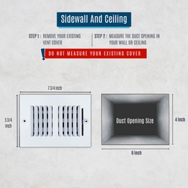 Fits 20x6 Duct Opening 2 Way Steel Air Supply Diffuser by Handua | Register Vent Cover Grille for Sidewall and Ceiling | White | Outer Dimensions: 21.75" X 7.75"