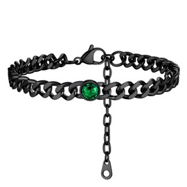 Mens Cuban Ankle Bracelets For Women Black Anklet May Birthstone