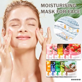 WENJLYJ Hydrating Face Mask Set,10 Combo Pack Moisturizing Facial Sheet Masks Set for Women & Men,All Skin Type