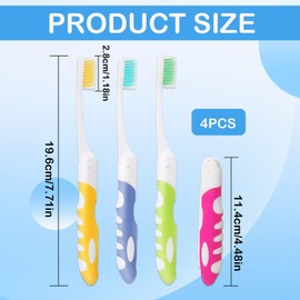 4 Pcs Reisezahnbürste,Reisezahnbürste Klappbar,Mini Zahnbürste To Go,Weiche Borsten Zahnbürste,Für Reisen Camping (Grün Rosa Blau Gelb)