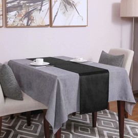 WAITER TREE Velvet Table Runner Washable Dresser Scarf Luxury Rustic Farmhouse Table Runners for Home Dining Coffee Table (Black, 14 x 118 inch)