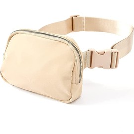 Mini Belt Bag for Women and Men with Adjustable Strap Small Waist Pouch for Workout Travel Running Hiking, Beige