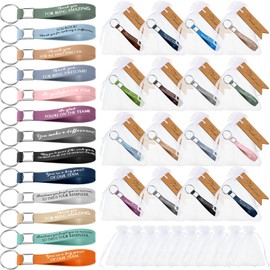 Yinkin 100 Sets Thank You Gift Inspirational Silicone Keychains Bulk Employee Appreciation Gifts with Thank You Tag White Organza Bag for Women Coworker Teacher Nurse Volunteer Christmas Gift