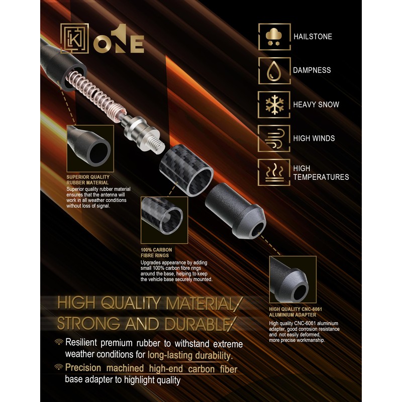 KEYO1E New Carbon Fiber Antenna Compatible with 2015-2025 Motorcycle/Challenger/Roadmaster /