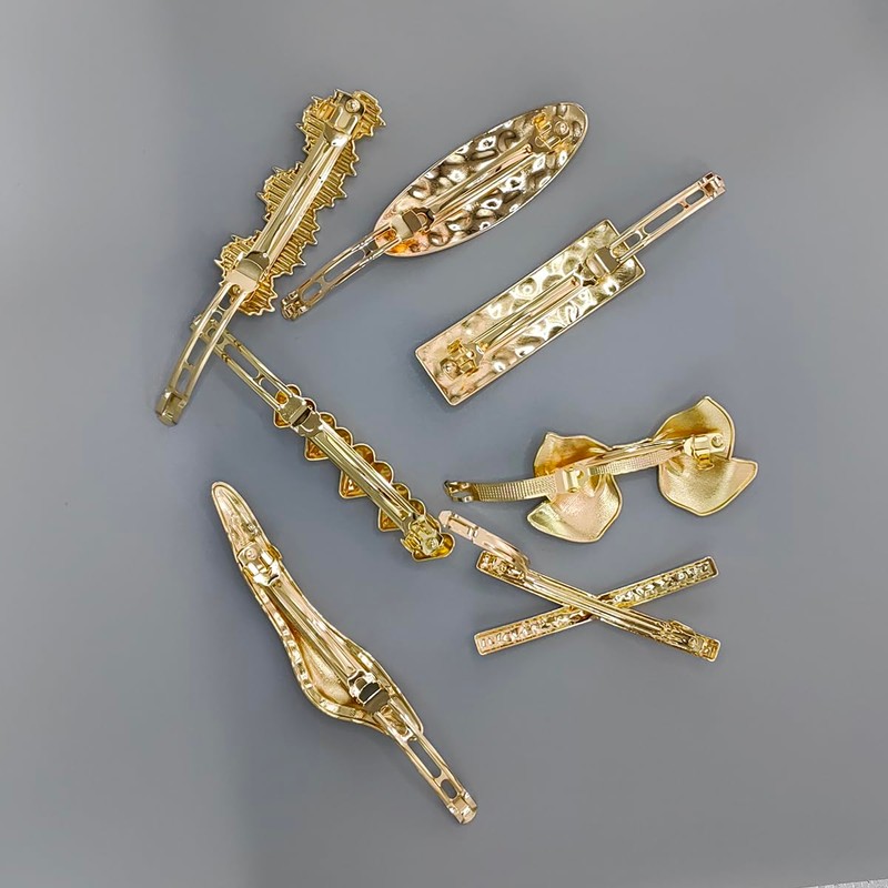 Gold Hair Barrettes for Women, Metal French Hair Clips, Simple