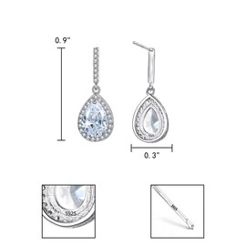 EleQueen 925 Sterling Silver Full Cubic Zirconia Teardrop Bridal Dangle Earrings for Women, Valentine's Day/Mother's Day/Christmas Jewelry Gift