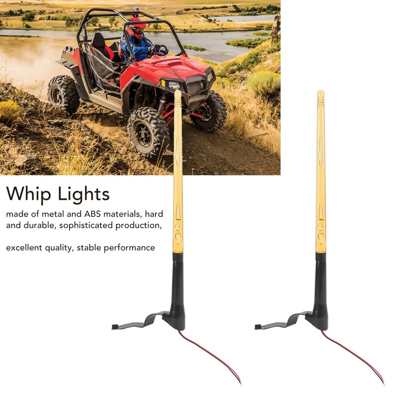 2 Pcs Whip Lights 340mm Long Amber Lighted Antenna Flagpole