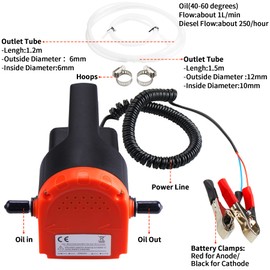 PLUMIA 12V 100W Oil Change Pump Extractor, Upgraded Oil/Diesel Fluid Extractor Scavenge Suction Transfer Pump, Marine Electric For Boat, Car, Motorcycle, ATV, RV, Truck, Motorbike