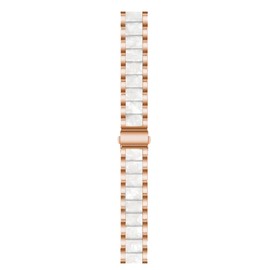 ahayo 18mm Women Watch Strap for Garmin Vivoactive 4S/Venu 3S/Vivomove 3S, Alloy with Sparkling Resin Wristband for Forerunner 265s/255s (Rose Gold-White)