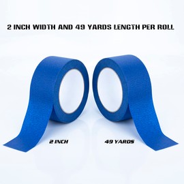 XUXU Blue Painters Tape, 2 Inch Blue Painters Masking Tape Bulk for Multi-Surface, Produce Sharp Lines, Residue-Free 196 Yards Total Blue Tape Set of 4 Rolls | XUXU