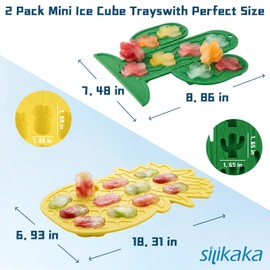 GC SILIKAKA UNIQUE ICE CUBE TRAYS FoodGrade Silicone Two Pineapple Cacti Ice Tray Easy To Demold Suitable For Cocktails Mojitos Whiskeys And Juices (Single Color)