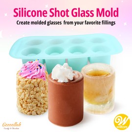 Silicone Shot Glass Mold 8-Cavity – Edible Candy Shot Mold for Chocolate, Ice, Jelly, Gummy, Juice Shots – Reusable Nonstick Silicone Molds for Baking, Parties, Gifts, Holidays, Bars