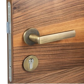 Gedotec LUCE Door Handle Set PZ Profile Cylinder 1 Set Vintage Rosette Brass Door Fitting Antique Bronze for Room Doors Door Handle with Mounting Material