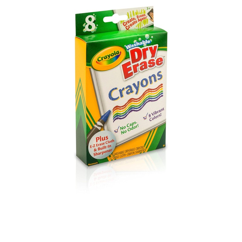Crayola Washable Dry Erase Crayons (8ct), Includes Eraser Mitt &