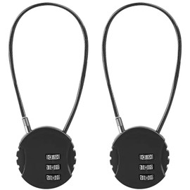 Lizbin 2 Pack Combination Lock 3 Digit Outdoor Waterproof Padlock, Locker Lock Gym Lock, Mini Wire Rope Combination Padlock, Code Locks Resettable Bag Luggage Gate Locks for Toolbox, Gate (Black)
