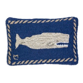 Chandler 4 Corners Artist-Designed Moby Dick Hand-Hooked Wool Decorative Throw Pillow (12 in x 18 in) Marine Life Pillow for Couches & Beds - Easy Care & Low Maintenance Nautical & Ocean Home Décor