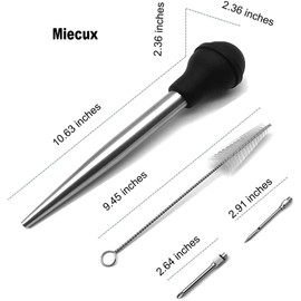 Turkey Baster, Professional Turkey Baster Syringe for Cooking with Cleaning Brush and Marinade Tools, Stainless Steel Turkey Baster for Oiling and Marinating Turkey, Beef, Pork, Fish
