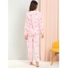 Allegra K Women's Long Sleeve Flannel Pattern Sleepwear Pyjamas, Pink