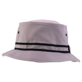 Armycrew Oversized XXL Roll Up Bucket Hat with Stripe Band - New Grey Black - 2XL