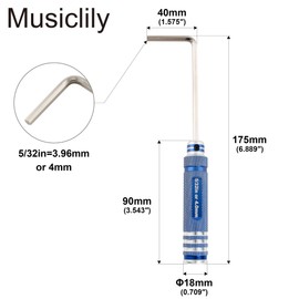 Musiclily Pro Hardened Steel 5/32 Inch or Metric 4mm Allen Key Hex Wrench for Guitar Bass Truss Rod Adjustment